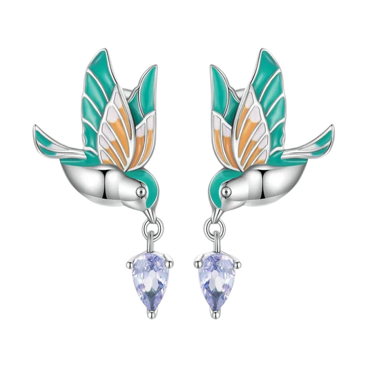 92.5 Sterling Silver Bird Earrings