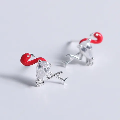 92.5 Sterling Silver Flamingo Studs