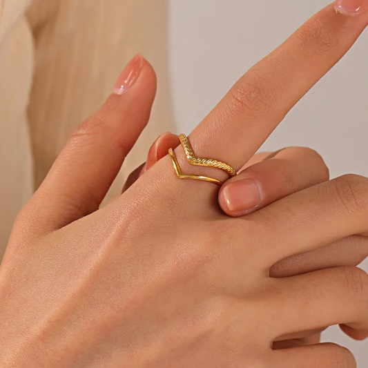 V Ring - Gold and Silver