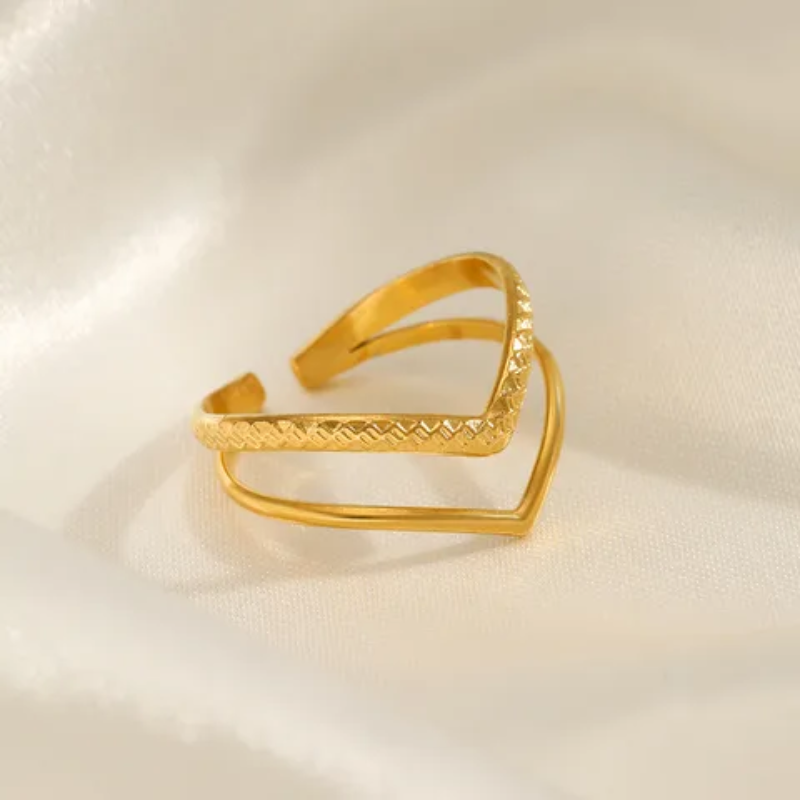 V Ring - Gold and Silver
