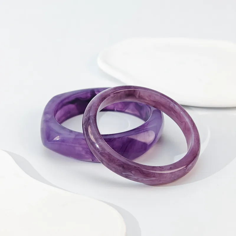 Tasty Tones Acrylic Bangle Set- Green, Purple and Brown