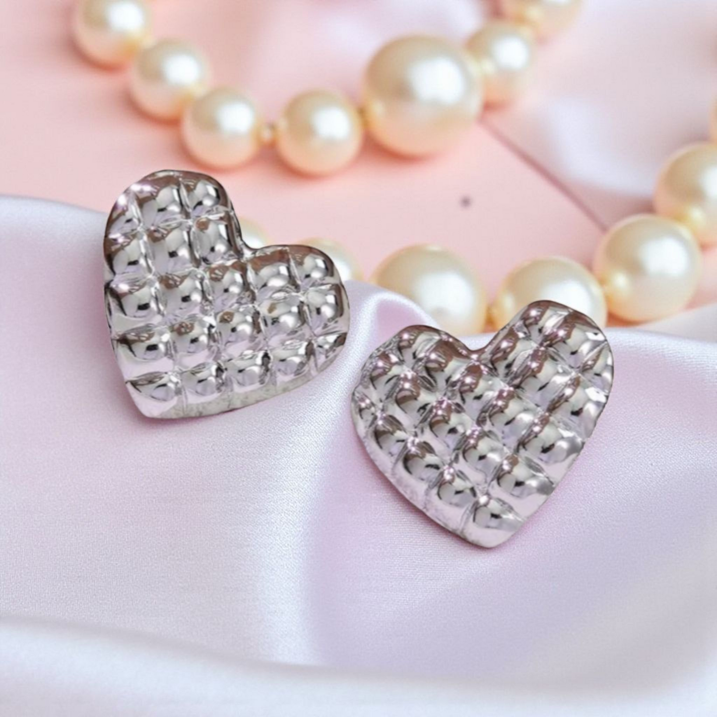 Silver Heart Studs