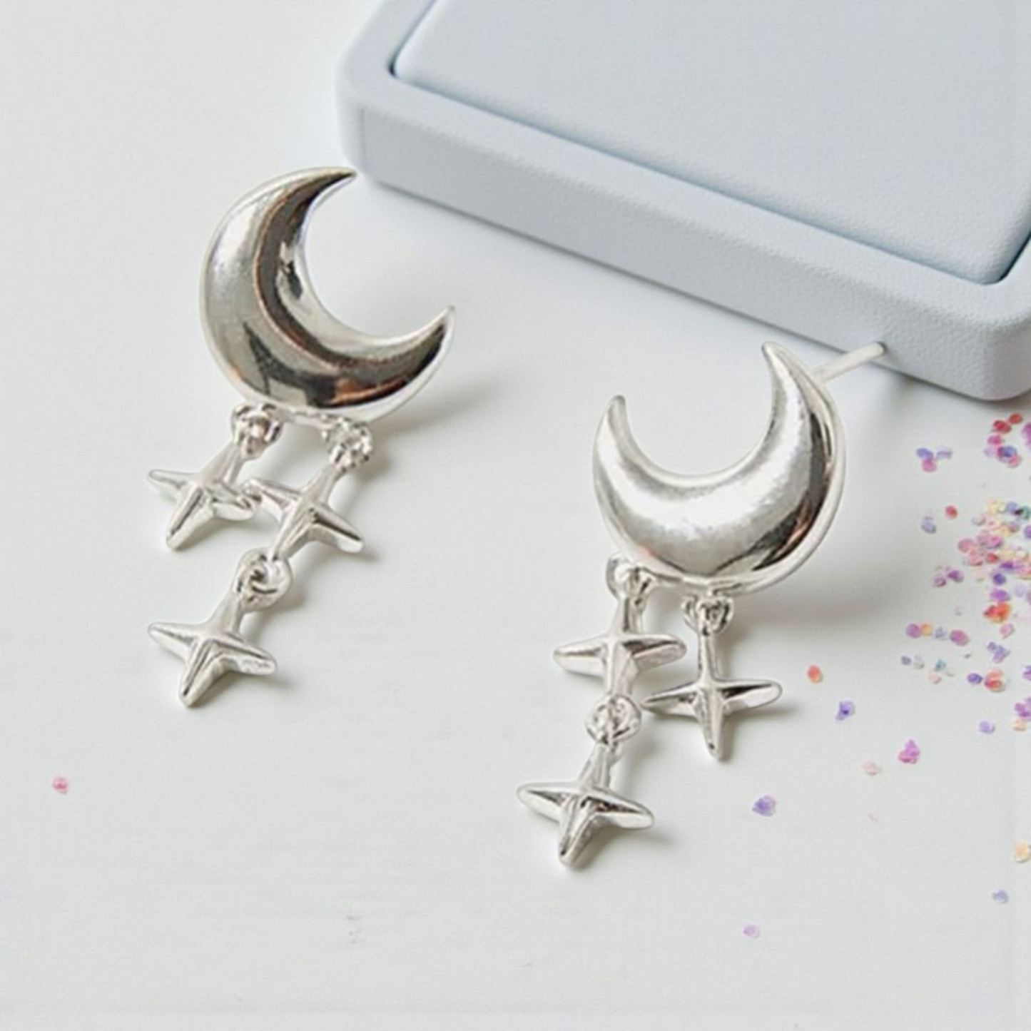 92.5 Sterling Silver Sparkling Night Earrings