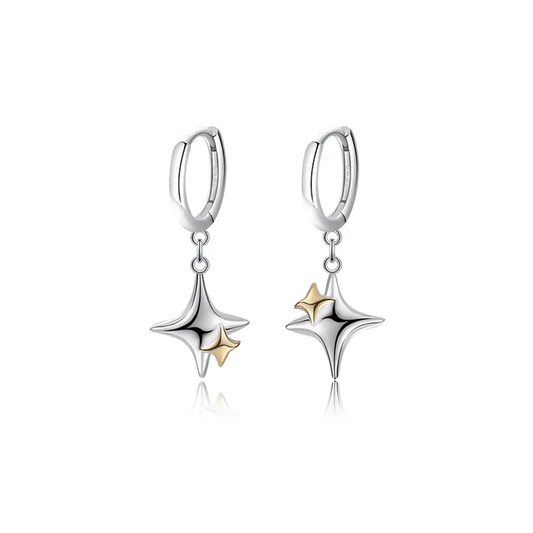 92.5 Sterling Silver Twinkling Star Earrings