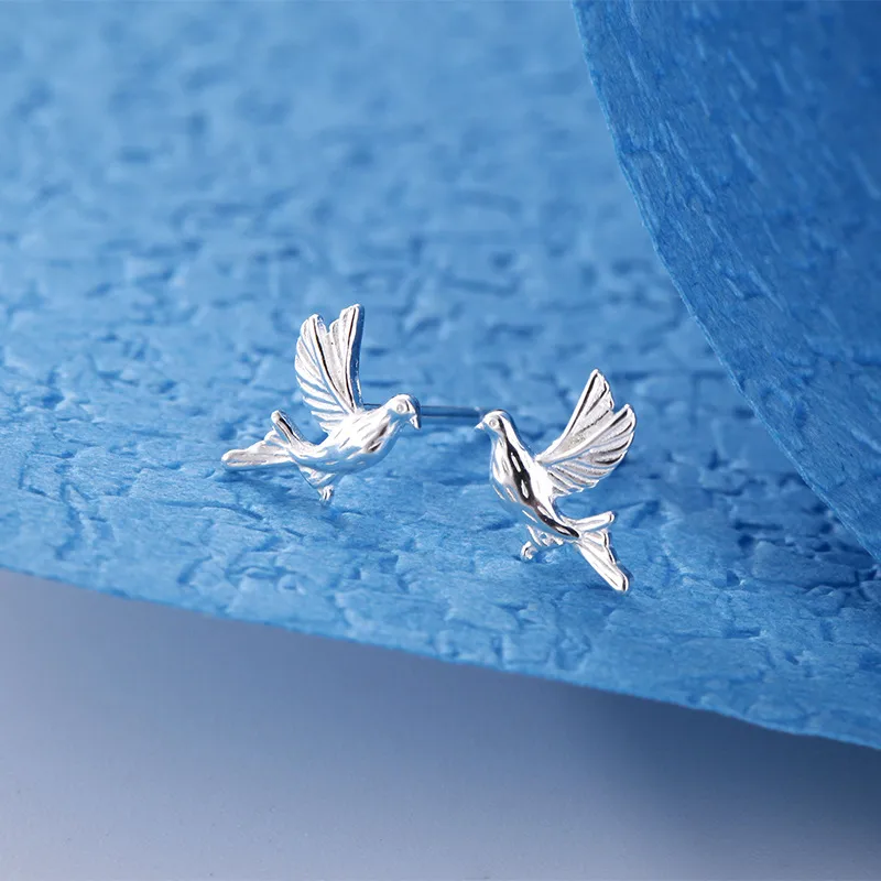 92.5 Sterling Silver Bird Studs
