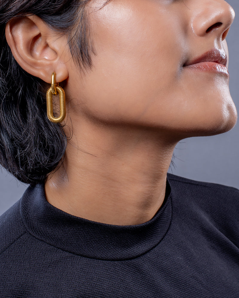 Square on square Dangling Earring