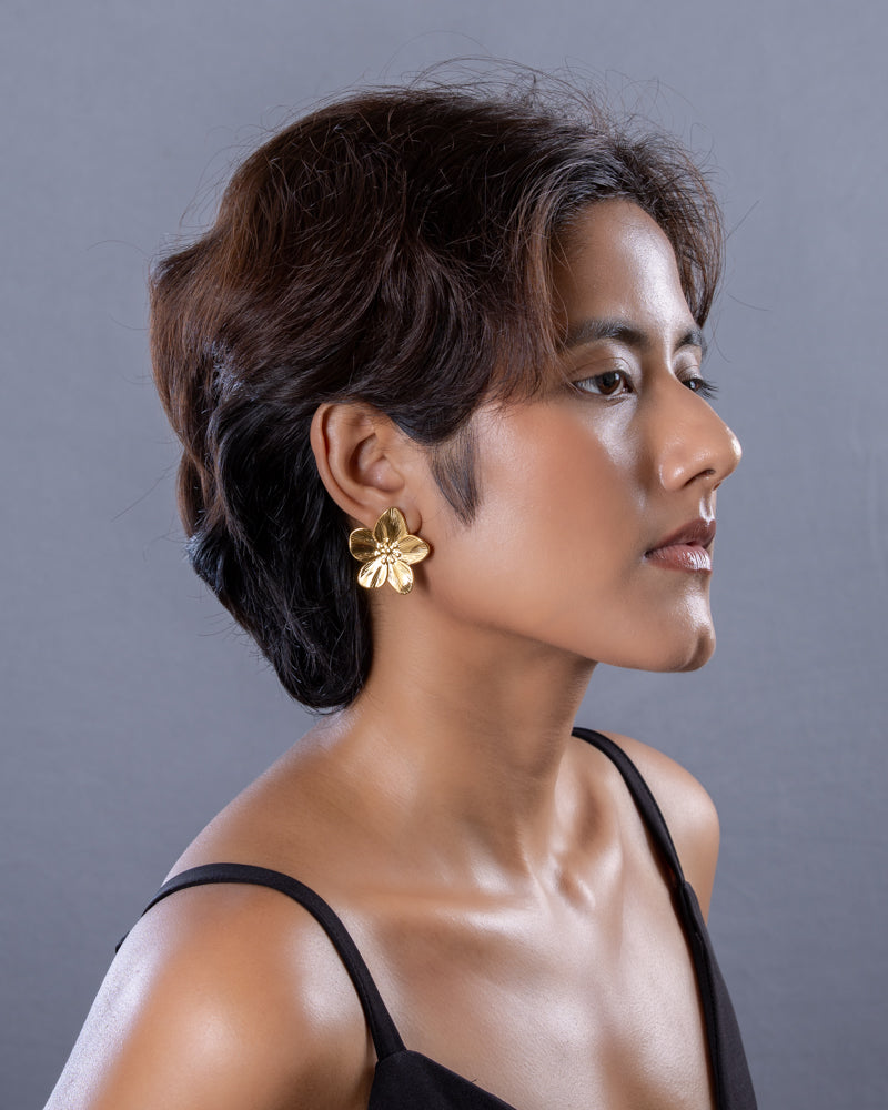 Golden Flower Earring