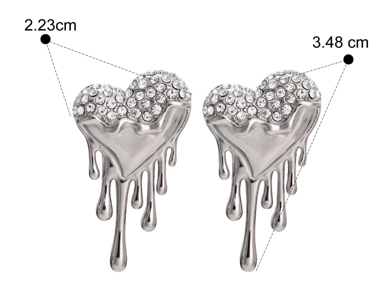 Silver Love Dripping Earring