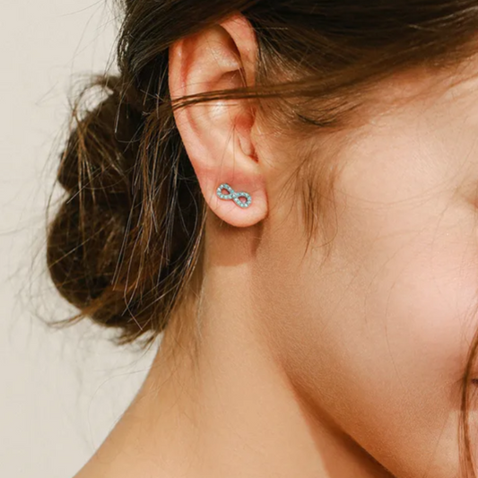 92.5 Sterling Silver Blue Infinity Studs