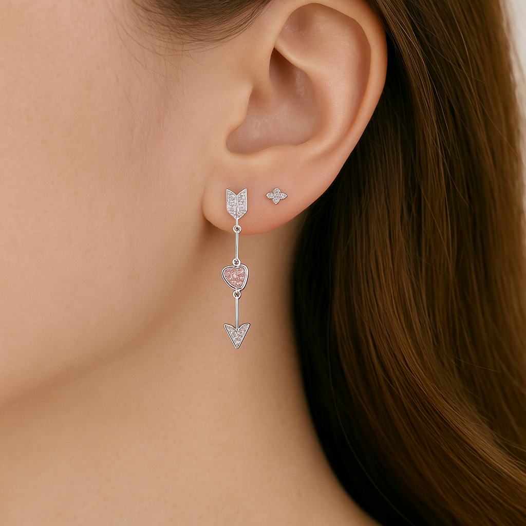 92.5 Sterling Silver Cupid Earrings