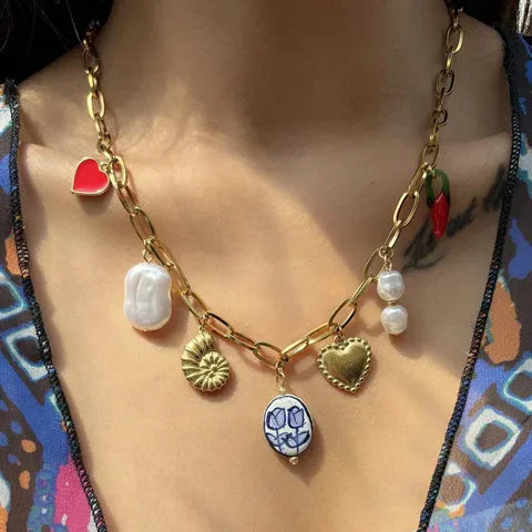 Pack of 3 | Offbeat Chic- Quirky Box | Cherished Memories + Mirchi Danglers + Multi Charms Necklace