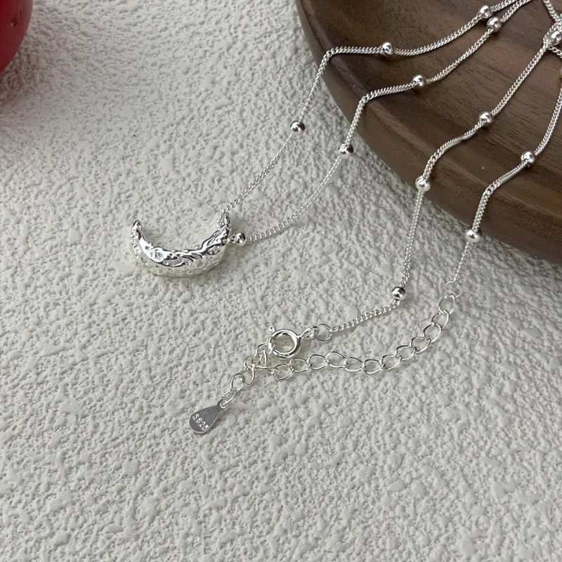 92.5 Sterling Mystic Moon Craters Silver Chain