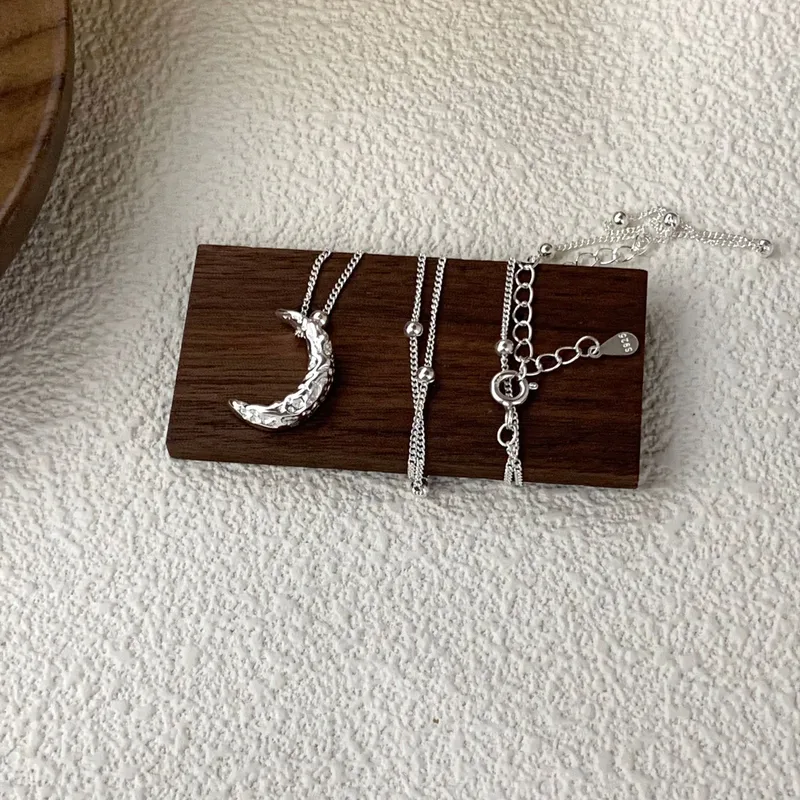 92.5 Sterling Mystic Moon Craters Silver Chain