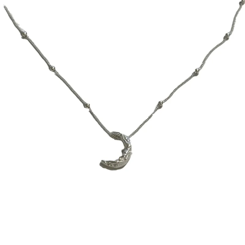 92.5 Sterling Mystic Moon Craters Silver Chain