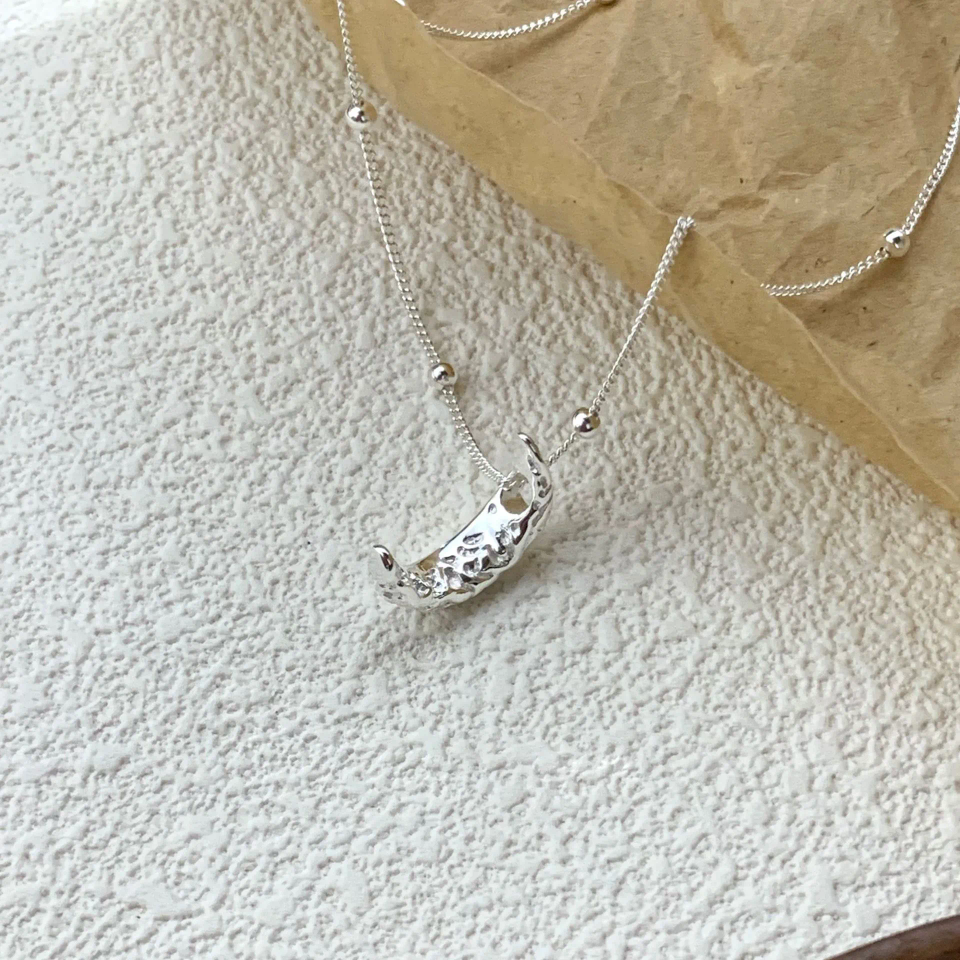 92.5 Sterling Mystic Moon Craters Silver Chain