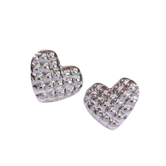 Silver Heart Studs