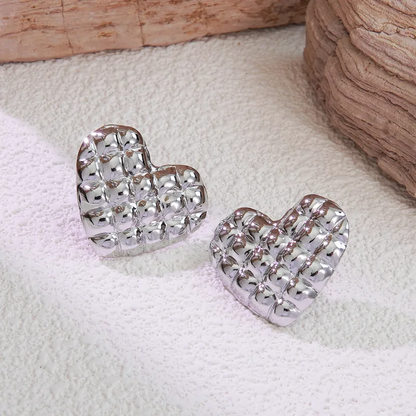 Silver Heart Studs
