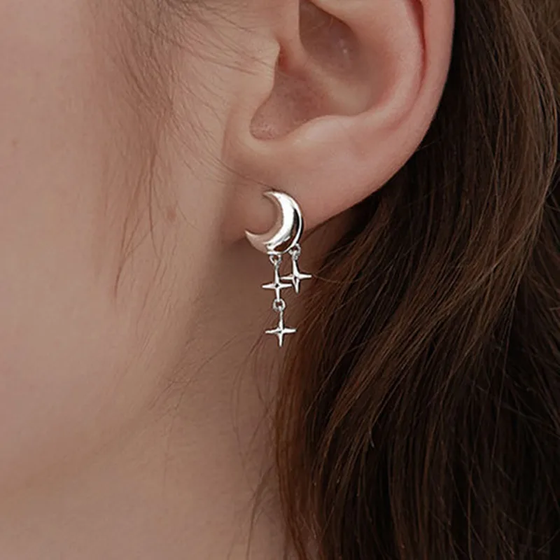 92.5 Sterling Silver Sparkling Night Earrings