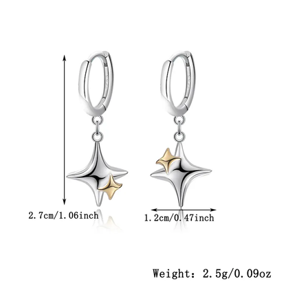92.5 Sterling Silver Twinkling Star Earrings