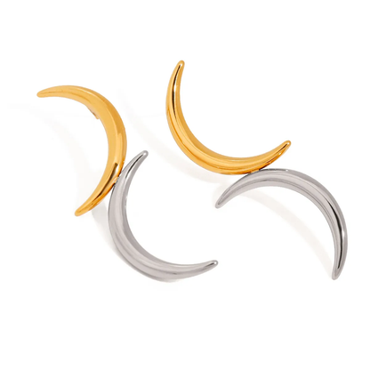 Mixed Metal Half Moon Earrings