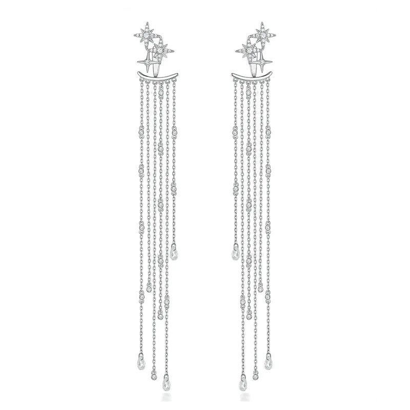 92.5 Sterling Silver Sparkling Chandlier Earrings