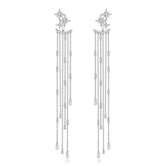 92.5 Sterling Silver Sparkling Chandlier Earrings