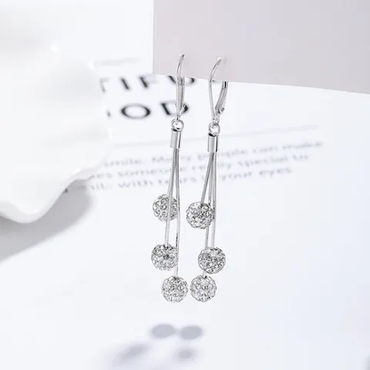 92.5 Sterling Silver Shining Balls Earrings