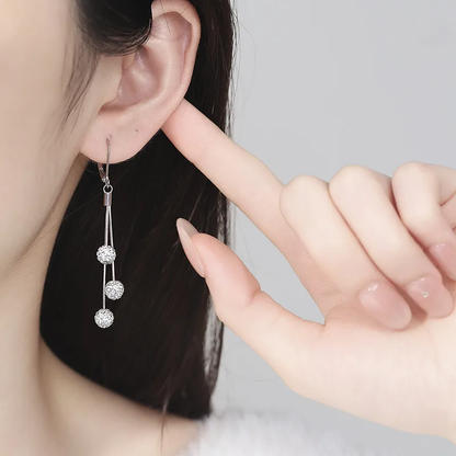 92.5 Sterling Silver Shining Balls Earrings