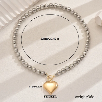 Mixed Metal Chunky Heart Necklace