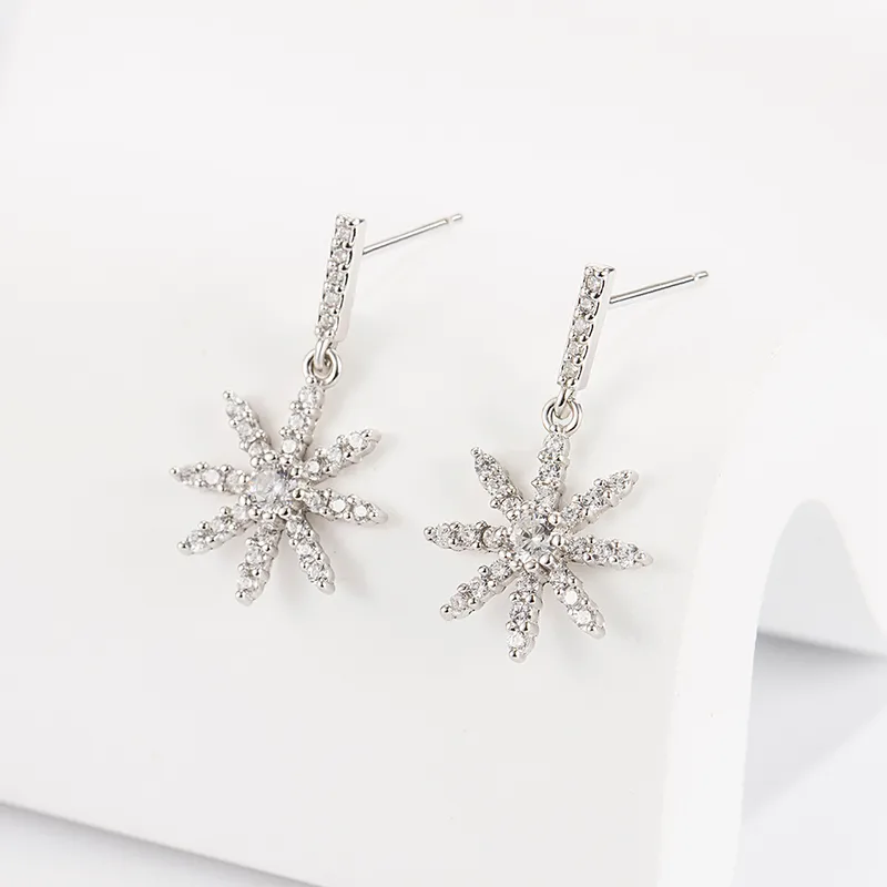 92.5 Sterling Silver Snowflake Earrings