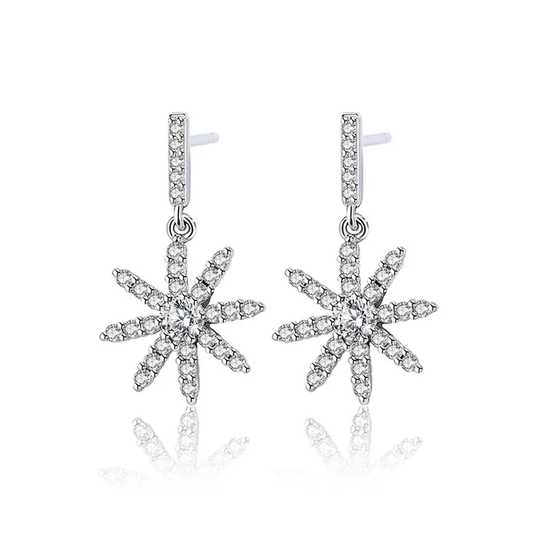 92.5 Sterling Silver Snowflake Earrings