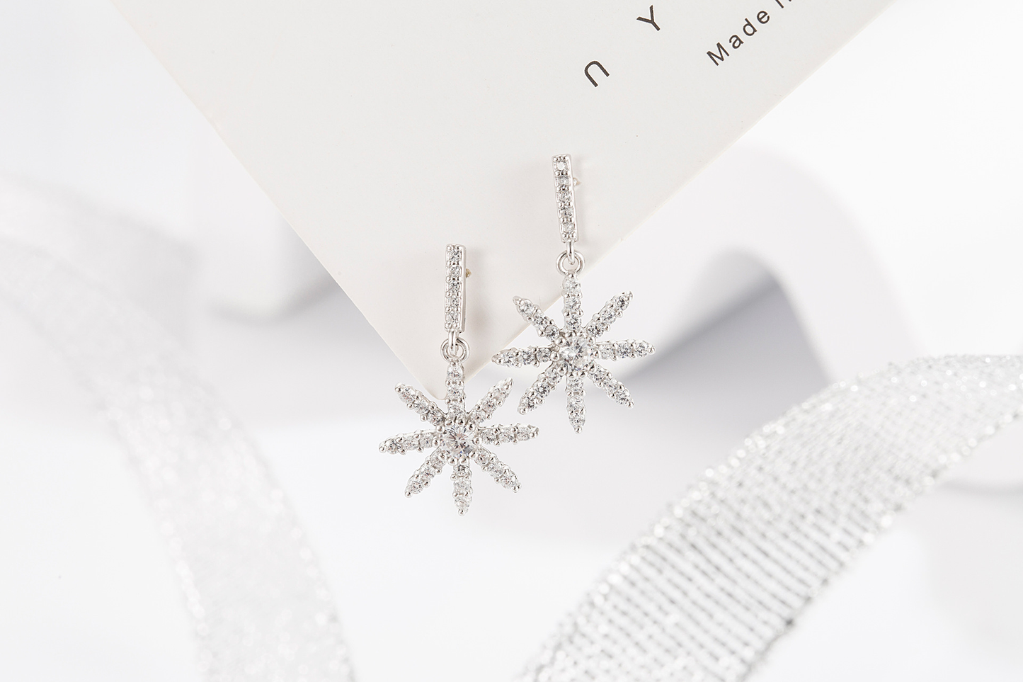 92.5 Sterling Silver Snowflake Earrings