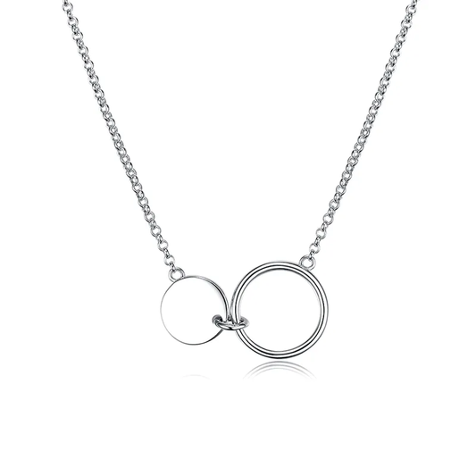 Minimalist Dual Disc Silver Chain – 92.5 Sterling Silver Necklace