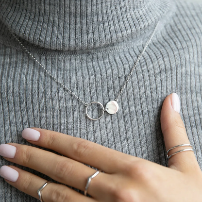 Minimalist Dual Disc Silver Chain – 92.5 Sterling Silver Necklace