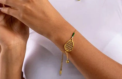 18K Gold Plated Tennis Racket Bracelet