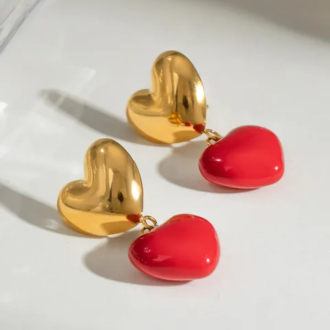 18K Real Gold Plated Love Drop Earrings