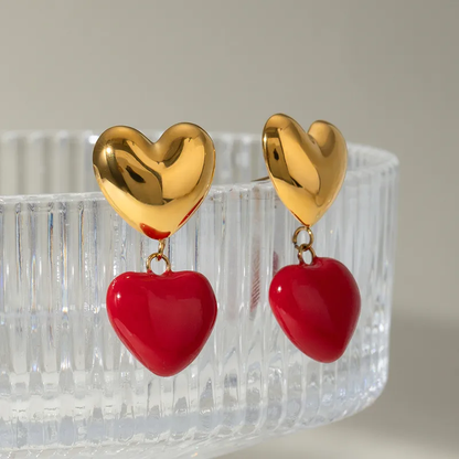 18K Real Gold Plated Love Drop Earrings