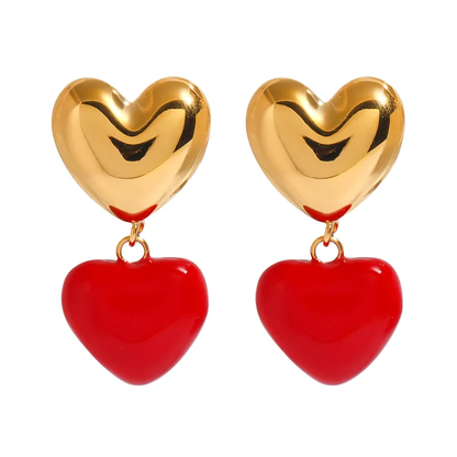 18K Real Gold Plated Love Drop Earrings