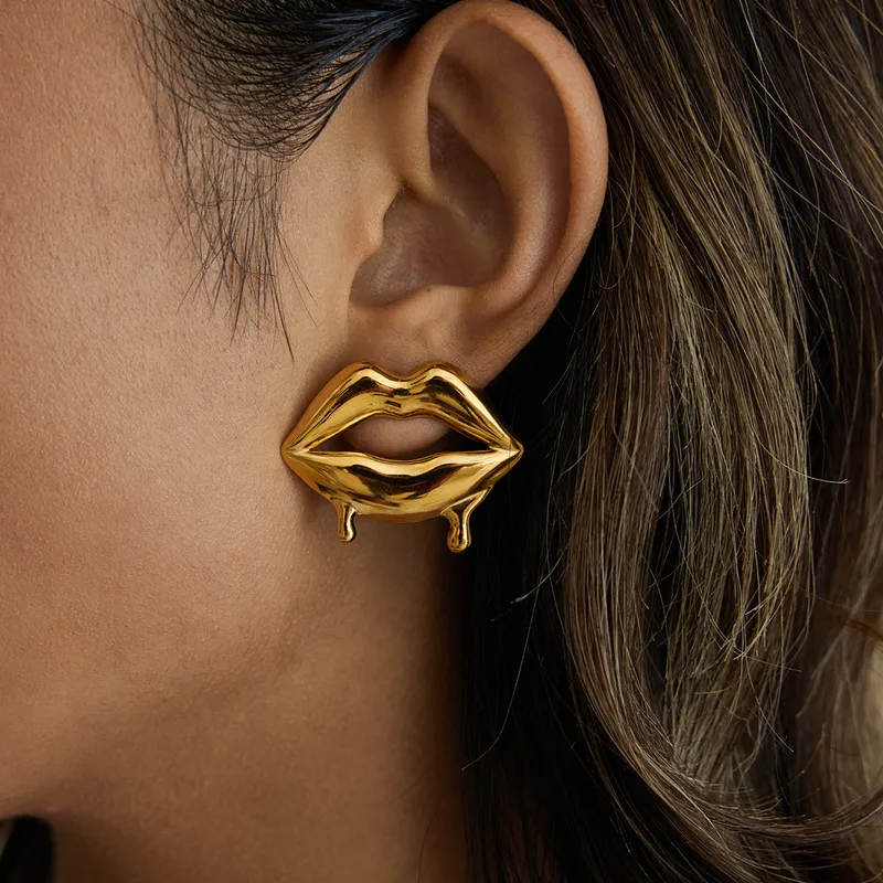 18K Gold Plated Lusty Lips Earrings