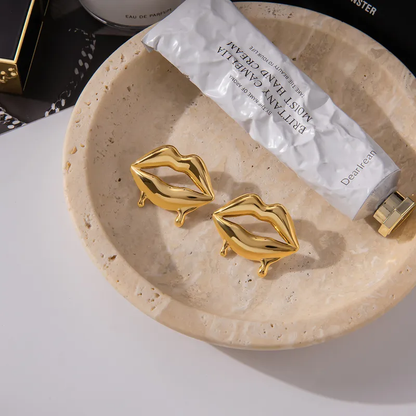 18K Gold Plated Lusty Lips Earrings