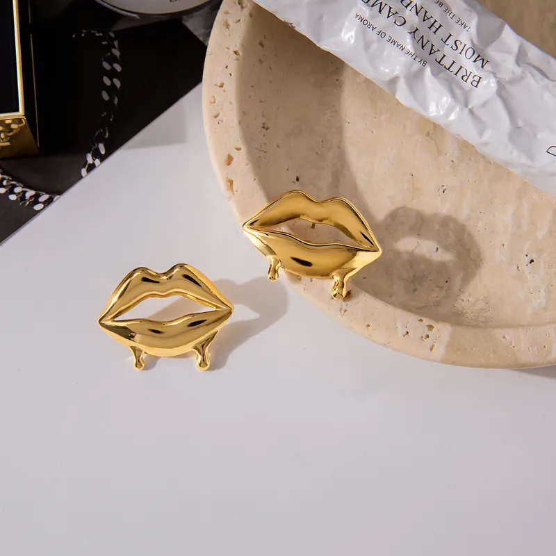 18K Gold Plated Lusty Lips Earrings