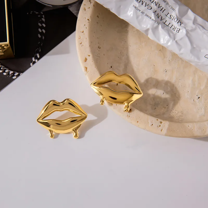 18K Gold Plated Lusty Lips Earrings
