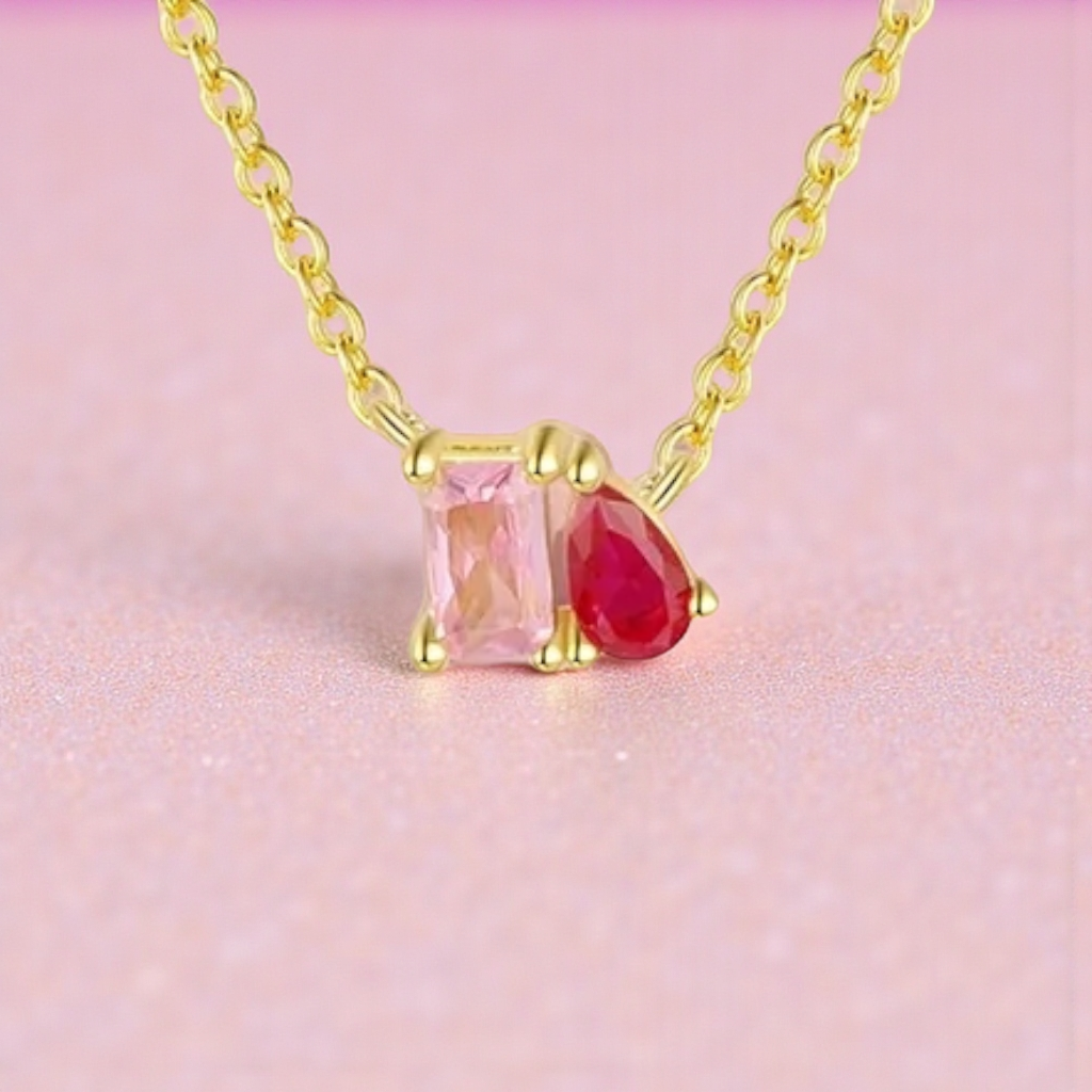 92.5 Silver Pink Drops Chain