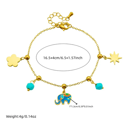 18 K Gold Plated Elephant Charms Bracelet