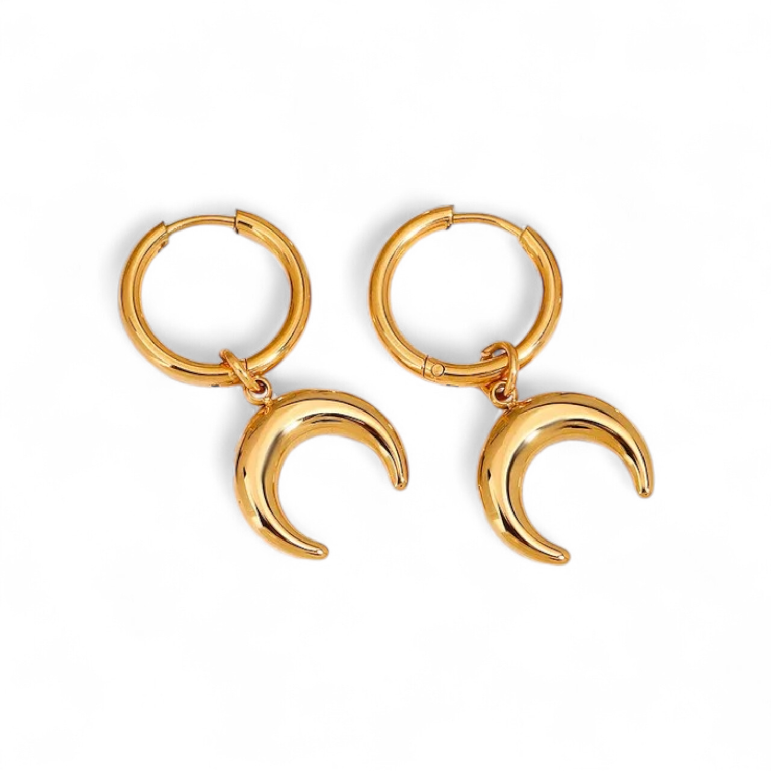 18K Gold Plated Mini Half-Moon Drop Earrings