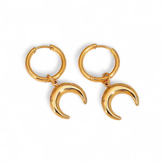 18K Gold Plated Mini Half-Moon Drop Earrings