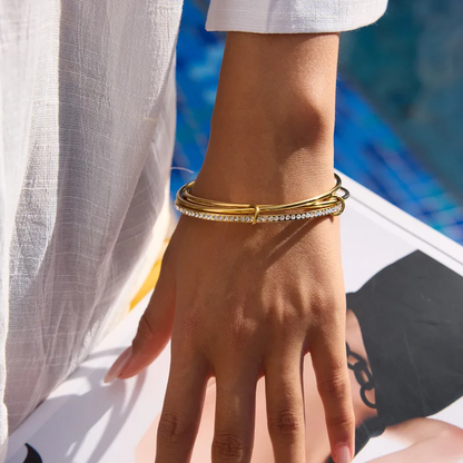18 K Gold Plated Trio Bangles Stack