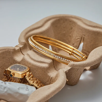 18 K Gold Plated Trio Bangles Stack