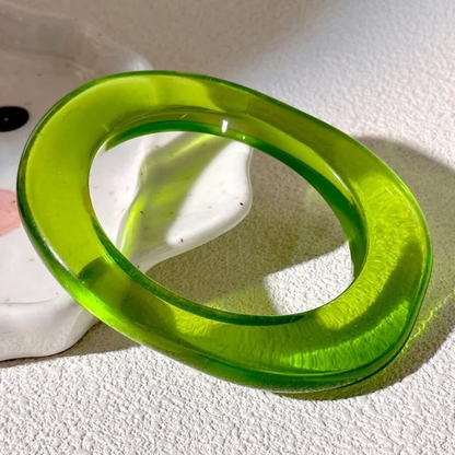 White and Green Resin Bangle Set