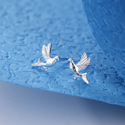 92.5 Sterling Silver Bird Studs